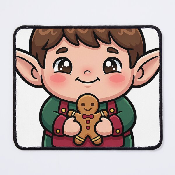 Item preview, Cute Christmas Elf Baker with a Little Gingerbread Man designed and sold by pumsquare.