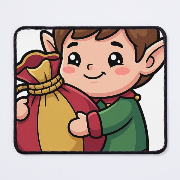 Item preview, Cute Christmas Elf Helper Carrying a Plump Gift Sack designed and sold by pumsquare.