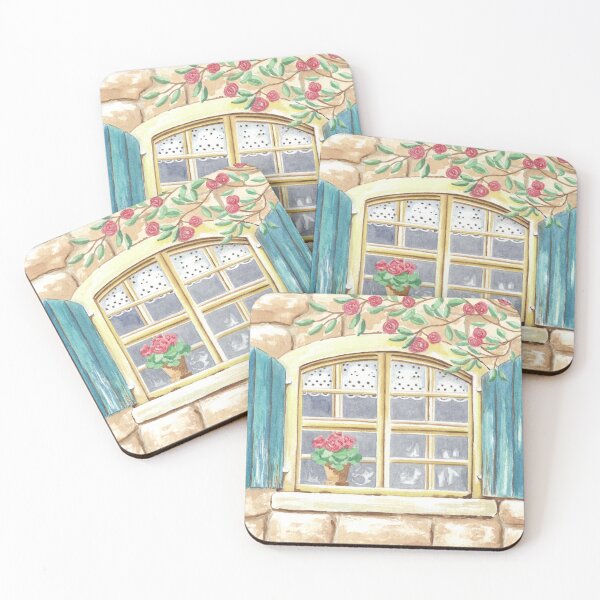 Item preview, Pretty window with flower pot art designed and sold by A Sweet  Fragrance Art.
