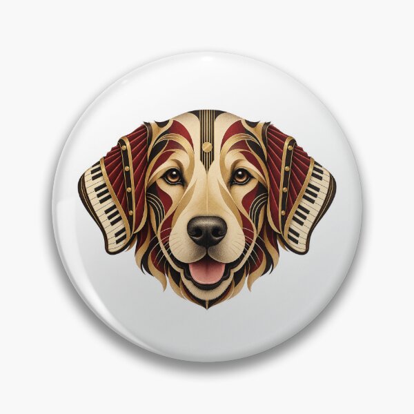 Item preview, Golden Retriever Musical Portrait in 1930s Art Deco designed and sold by Mono.fi Studios.