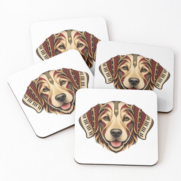 Item preview, Golden Retriever Musical Portrait in 1930s Art Deco designed and sold by Mono.fi Studios.