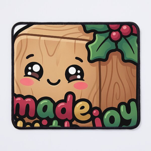 Item preview, Kawaii Christmas Wooden Block with a Happy Face - Made with Joy designed and sold by pumsquare.