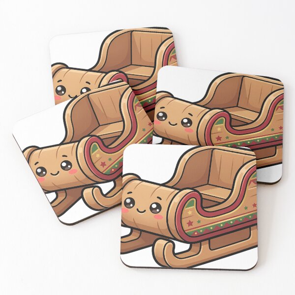 Item preview, Kawaii Christmas Wooden Sled with a Happy Face designed and sold by pumsquare.