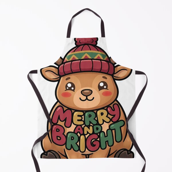 Item preview, Cute Christmas Reindeer in a Knitted Bobble Hat - Merry and Bright designed and sold by pumsquare.