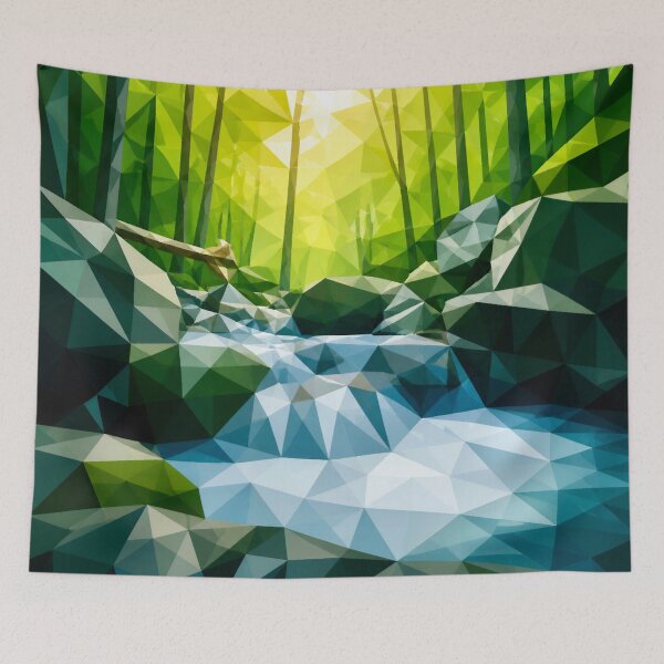 Item preview, Geometric Low Poly Landscape with River designed and sold by Vicky Brago-Mitchell®.