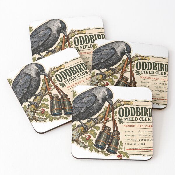 Item preview, Oddbird Field Club Membership — Jackdaw with Binoculars designed and sold by OddbirdForest.