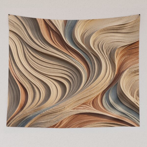 Item preview, 3D Textured Sand Waves Abstract Wabi Sabi Desert Dunes Beige Terracotta Wall Art designed and sold by Dogandesighn.