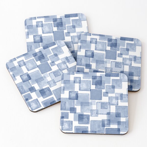 Item preview, Blue Watercolor Abstract Squares – Minimalist Geometric Pattern designed and sold by riceayoj.