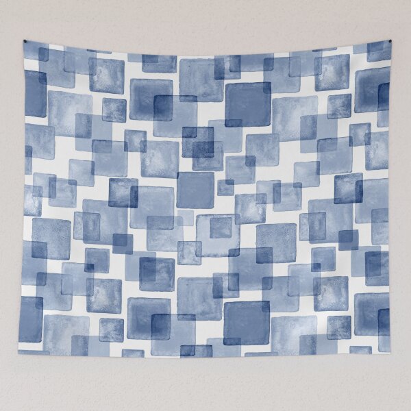 Item preview, Blue Watercolor Abstract Squares – Minimalist Geometric Pattern designed and sold by riceayoj.