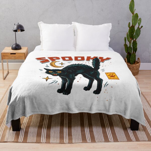 Item preview, Spooky Black Cat Crescent Moon Retro Halloween Art designed and sold by OlyvieArt.