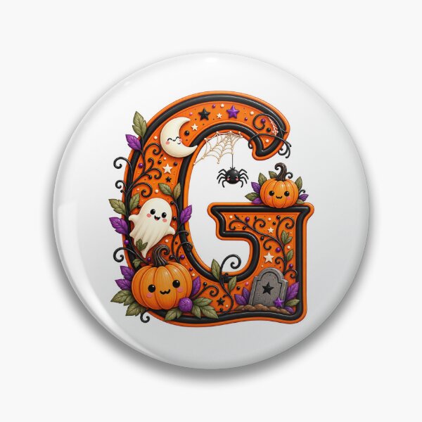 Item preview, Cute Halloween Letter G Ghost Pumpkin Spider Moon designed and sold by Phil Ben.