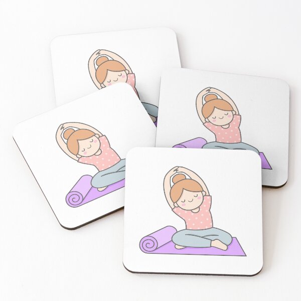 Item preview, Cute woman doing yoga stretching on mat during work break at home designed and sold by nuchz.
