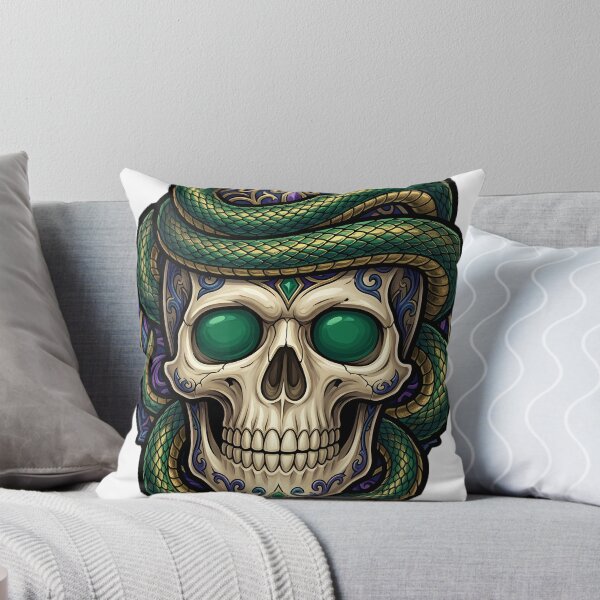 Item preview, Snake and Skull - Emerald Serpent Gothic Emblem designed and sold by IllumeInk.