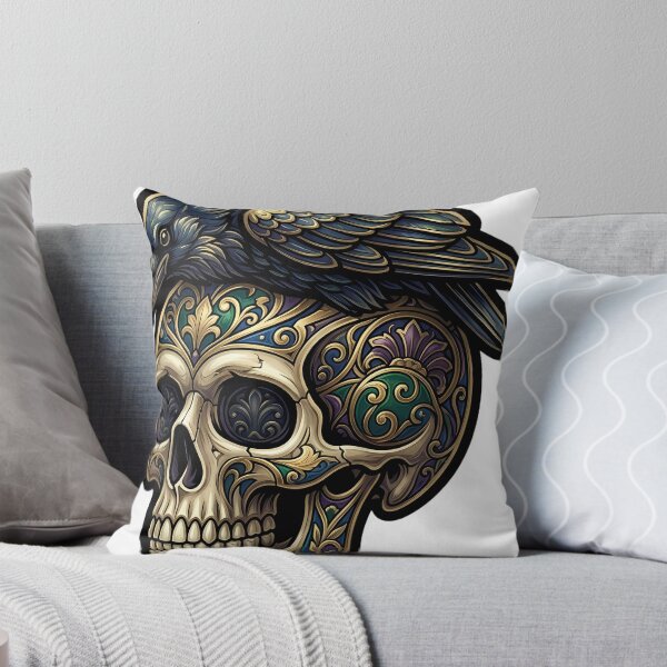 Item preview, Raven and Skull - Carved Bone Gothic Vanitas Emblem designed and sold by IllumeInk.