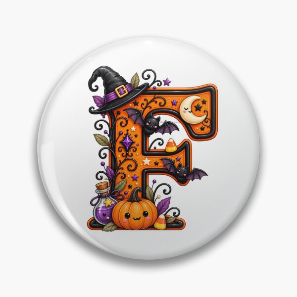 Item preview, Cute Halloween Letter F Witch Hat Pumpkin Bats designed and sold by Phil Ben.