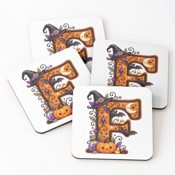 Item preview, Cute Halloween Letter F Witch Hat Pumpkin Bats designed and sold by Phil Ben.