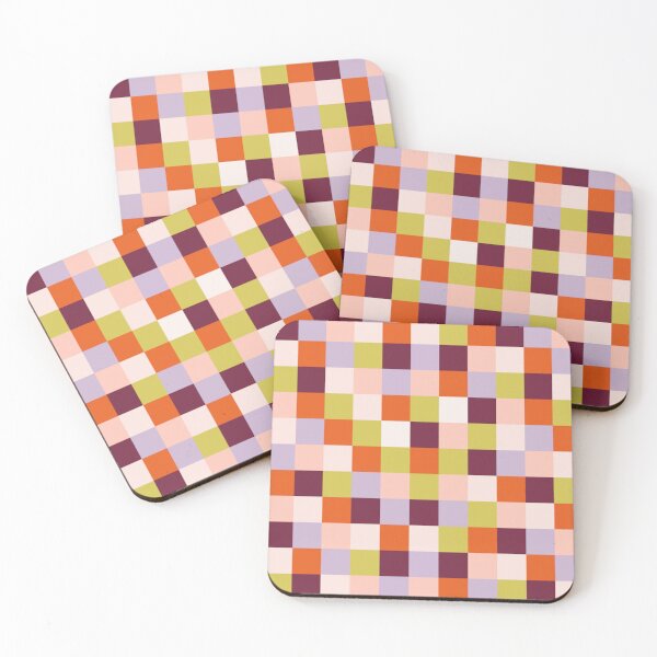 Item preview, Fun Whimsical Warm Toned Brown Pink Purple Green Maroon Square Checkered Pattern designed and sold by Yulia Saraswati.