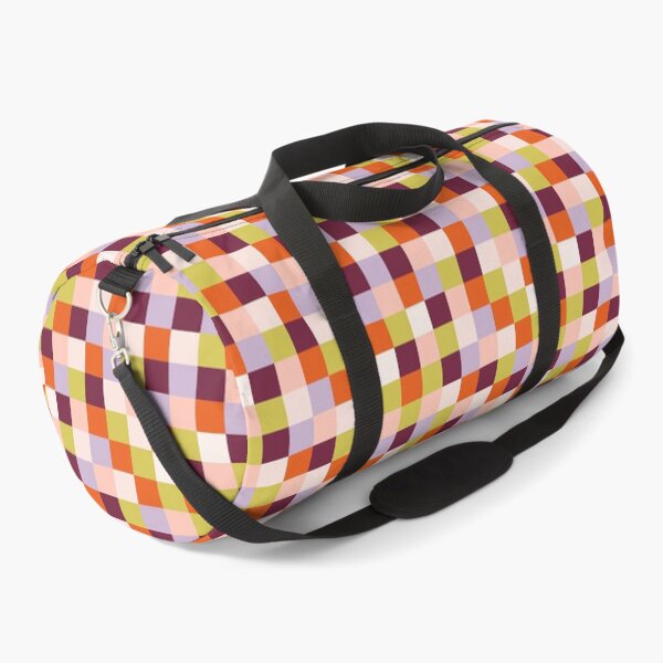 Item preview, Fun Whimsical Warm Toned Brown Pink Purple Green Maroon Square Checkered Pattern designed and sold by Yulia Saraswati.