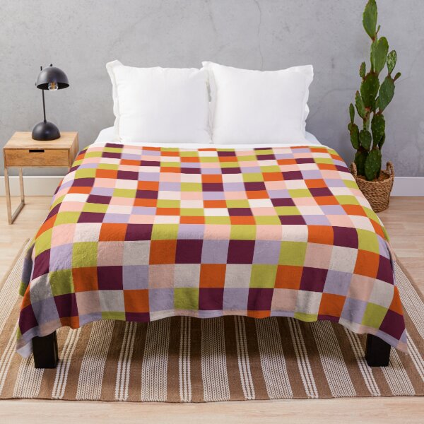 Item preview, Fun Whimsical Warm Toned Brown Pink Purple Green Maroon Square Checkered Pattern designed and sold by Yulia Saraswati.