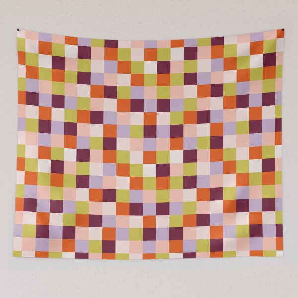 Item preview, Fun Whimsical Warm Toned Brown Pink Purple Green Maroon Square Checkered Pattern designed and sold by Yulia Saraswati.