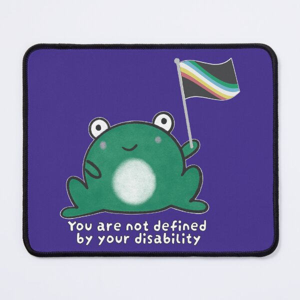 Item preview, Disability Frog white text - not defined by disability designed and sold by Phoebe Liz Design.