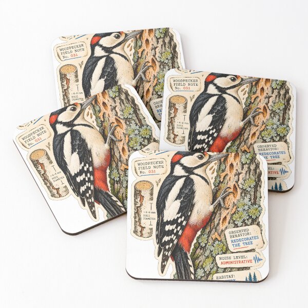 Item preview, Woodpecker on Duty — Oddbird Field Club Birding Sticker designed and sold by OddbirdForest.