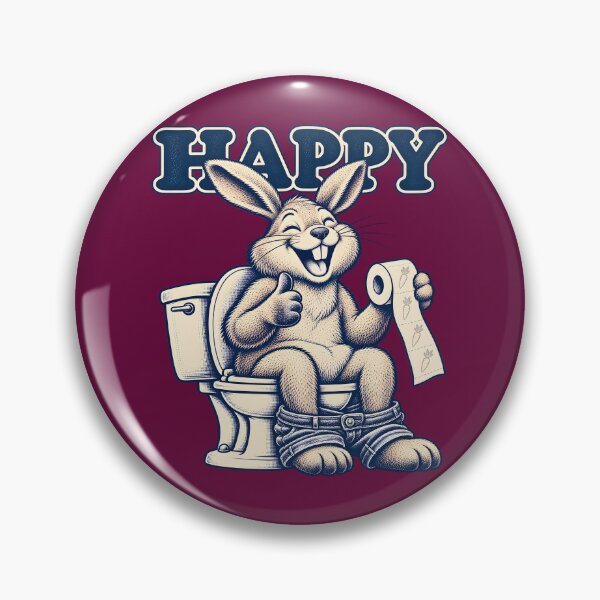 Item preview, Happy Rabbit Bathroom Humor Vintage Design designed and sold by Clothes With Smiling Animals Walt Gral.