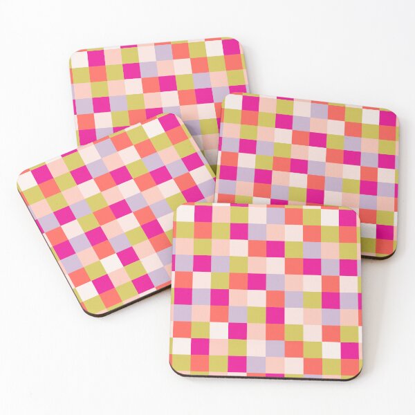 Item preview, Fun Whimsical Warm Toned Magenta Pink Purple Green Orange Square Checkered Pattern designed and sold by Yulia Saraswati.