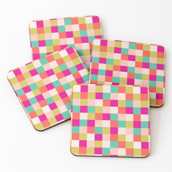 Item preview, Fun Whimsical Colorful Aquamarine Magenta Pink Purple Green Orange Square Checkered Pattern designed and sold by Yulia Saraswati.