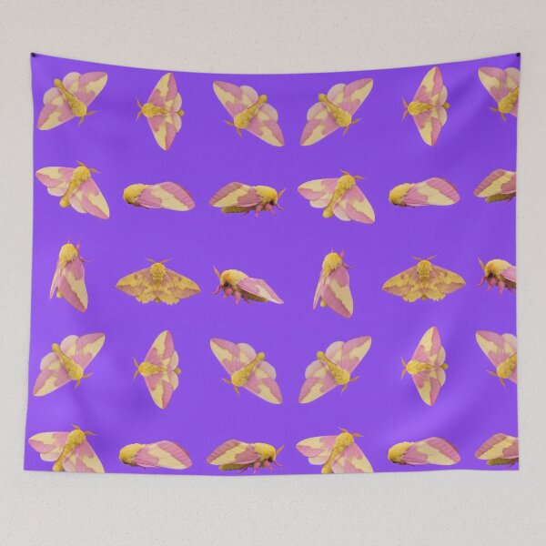 Item preview, Rosy Maple Moth – Pink Moth Pattern on Violet designed and sold by Helt-enkelt.