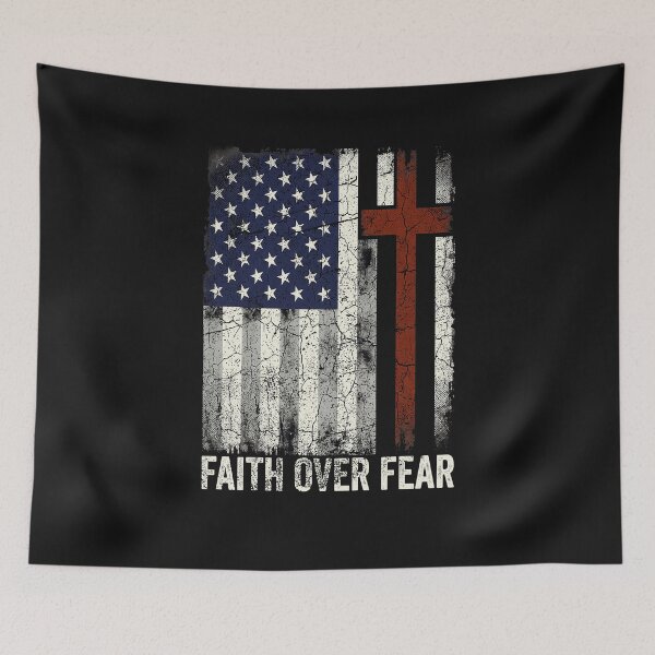 Item preview, Christian US USA Flag American Christ Faith Over Fear Cross Gift designed and sold by Duerson.