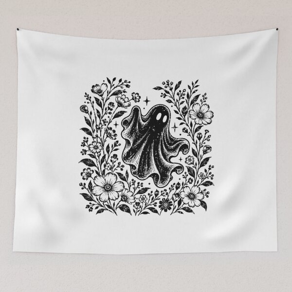 Item preview, Floral Ghost – Vintage Halloween Ghost With Wildflowers Spooky Botanical Line Art designed and sold by Jose Art Studio.