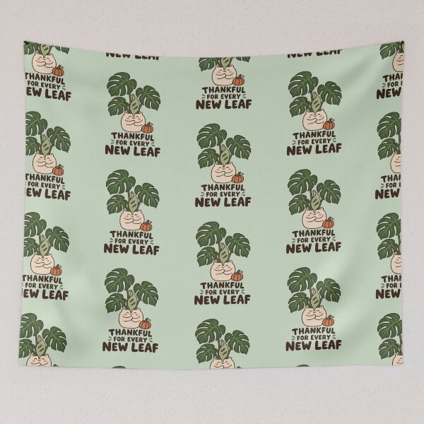 Item preview, Thankful for Every New Leaf — Cozy Thanksgiving — Kawaii Monstera Plant Lover designed and sold by Im-Ara.