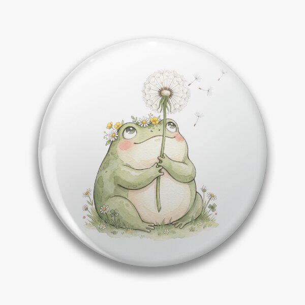 Item preview, Whimsical Cottagecore Frog Dandelion Watercolor Art  designed and sold by Digitalphoto4u.