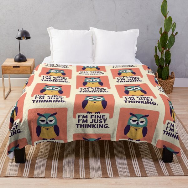 Item preview, Im Fine Im Just Thinking Funny Grumpy Owl Sarcastic Introvert Quote designed and sold by Dogandesighn.