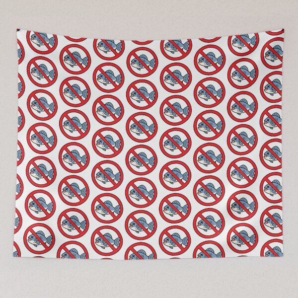 Item preview, No Fishing Sign Funny Dead Fish Cartoon designed and sold by MonkiFlipp.
