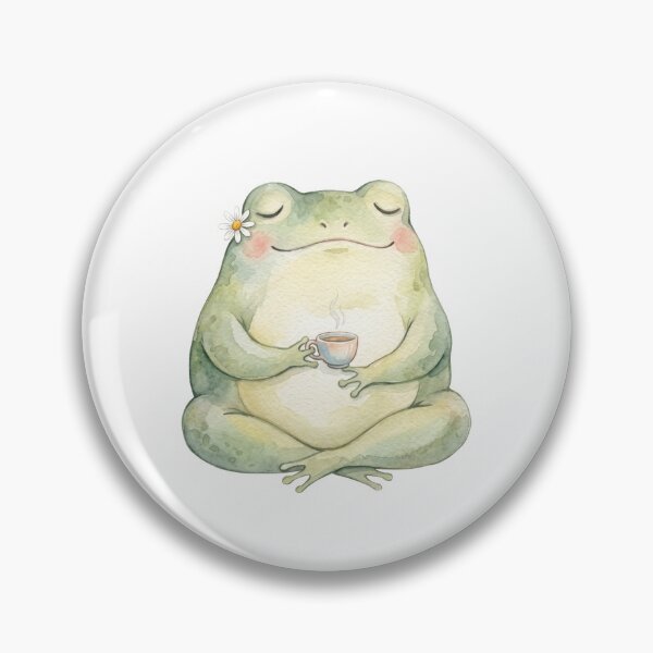 Item preview, Peaceful Tea Drinking Frog Watercolor Art  designed and sold by Digitalphoto4u.