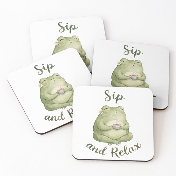 Item preview, Relaxing Tea Lover Frog Watercolor Art  designed and sold by Digitalphoto4u.