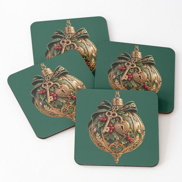 Item preview, The Golden Key to Christmas – Emerald Heart Ornament designed and sold by DreamyPixStudio.