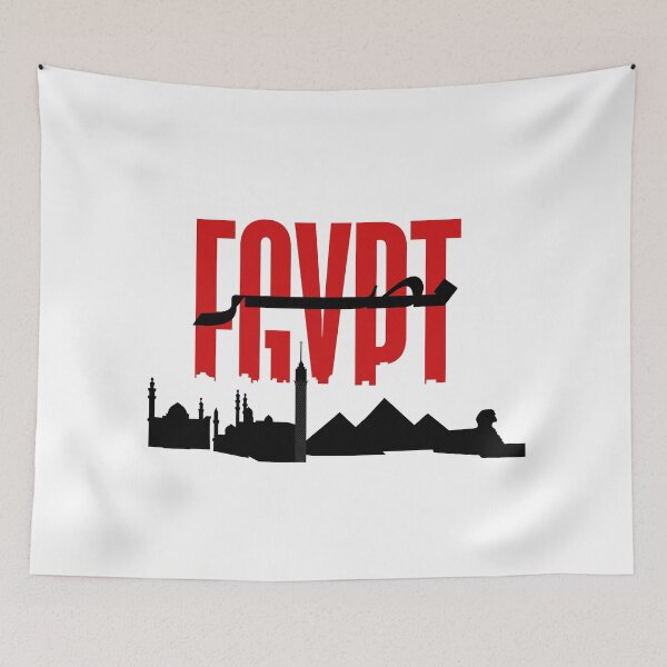 Item preview, Egypt in Arabic - مصر - with the famous tourist destinations and the colours of the flag designed and sold by Arabics Word Only.