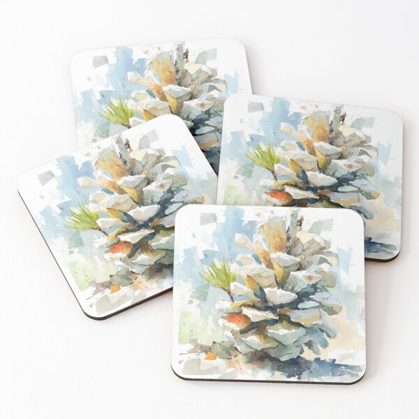 Item preview, Watercolor Snowy Pinecone with Pine Needles designed and sold by solynneart.
