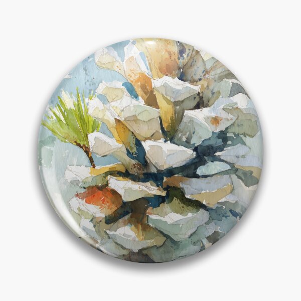 Item preview, Watercolor Snowy Pinecone with Pine Needles designed and sold by solynneart.