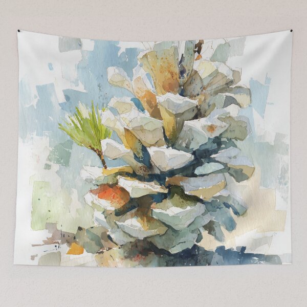 Item preview, Watercolor Snowy Pinecone with Pine Needles designed and sold by solynneart.