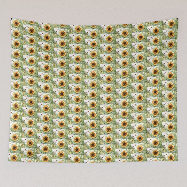 Item preview, Summer Garden with Sunflower Bloom in Warm Yellow and Rufous Red designed and sold by Georgia Mizuleva.