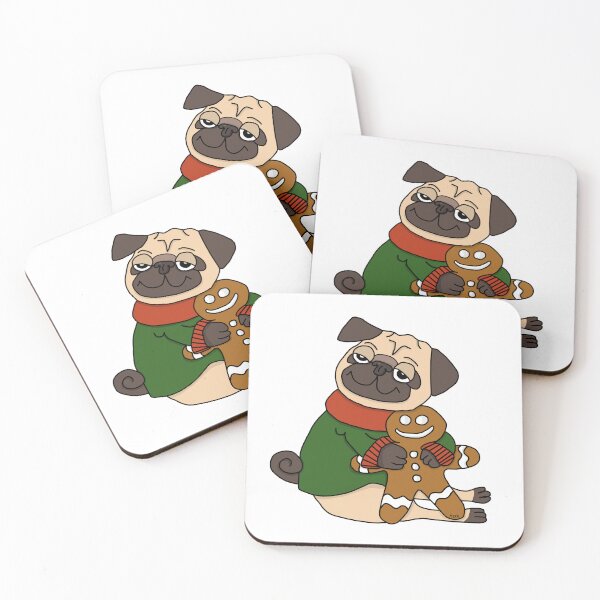 Item preview, Funny Christmas Pug Gingerbread | Cute Dog Visual Art Sticker designed and sold by MyxaART.