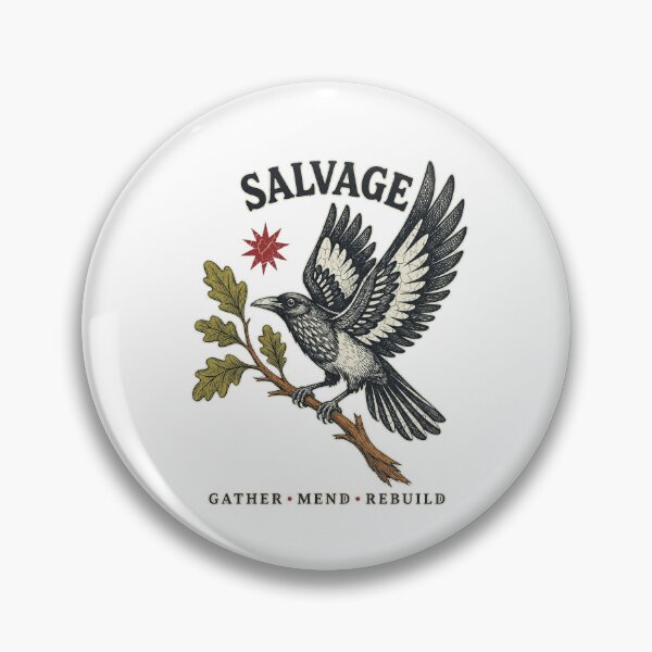 Item preview, Vintage Woodcut Magpie Salvage Gather Mend Rebuild Botanical Bird Graphic designed and sold by gamoreRony.
