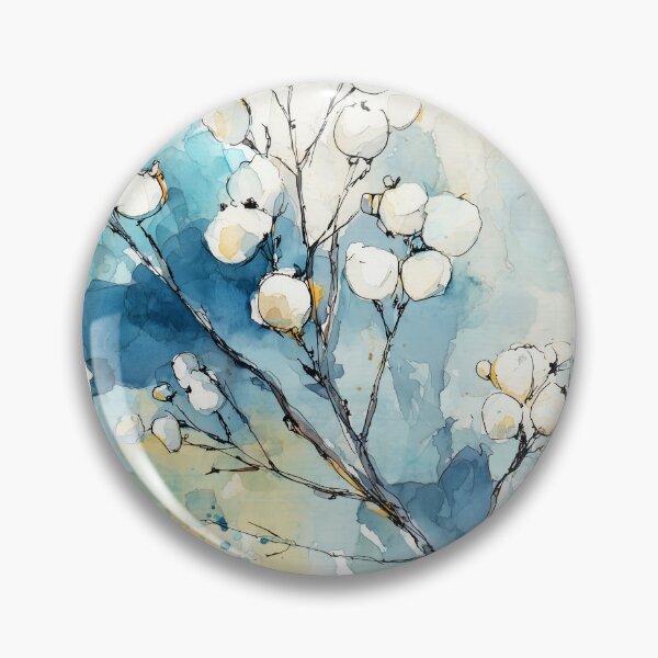 Item preview, Winter Branch with White Berries in Blue Watercolor designed and sold by solynneart.