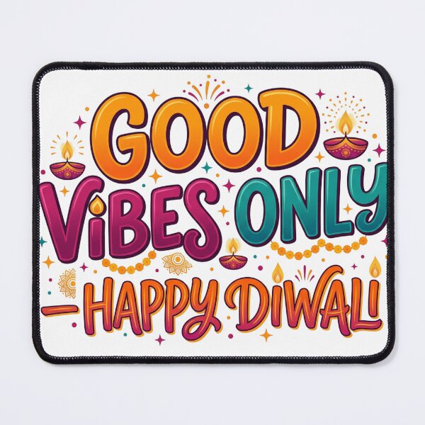 Item preview, Good Vibes Only Happy Diwali Festive Typography designed and sold by Thoughtful Prints.