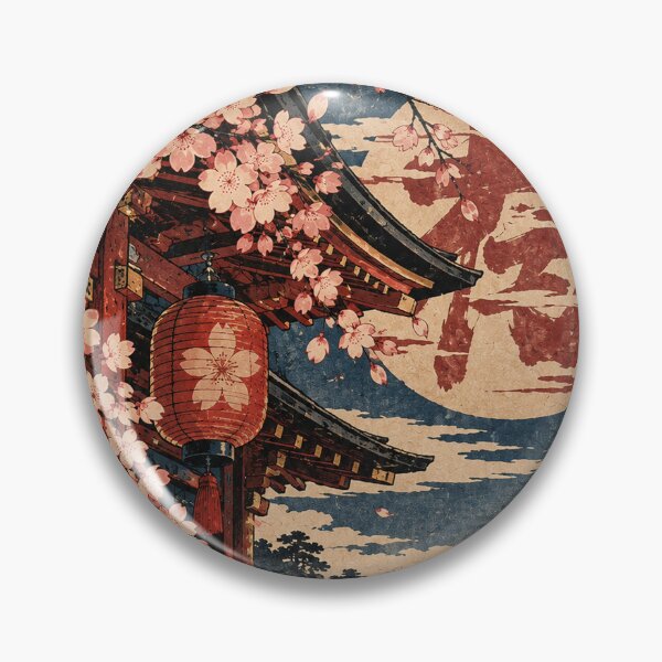 Item preview, Japanese Cherry Tree - Shrine Lantern Beneath Full Moon designed and sold by bapupa.