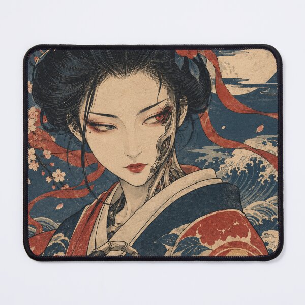 Item preview, Japanese Cyberpunk Geisha - Robotic Beauty Beneath Full Moon designed and sold by bapupa.